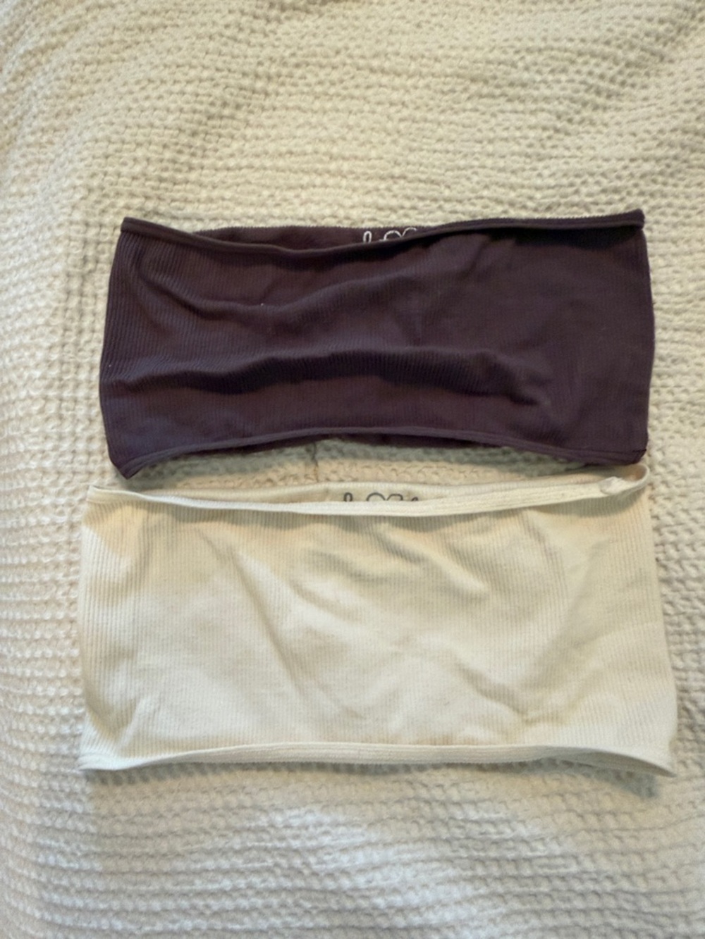 Free People Ribbed Bandeau Duo in Plum and Cream